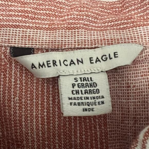 American Eagle Burnt Orange and Cream Striped Button Front Dress Size S Tall - Picture 4 of 9